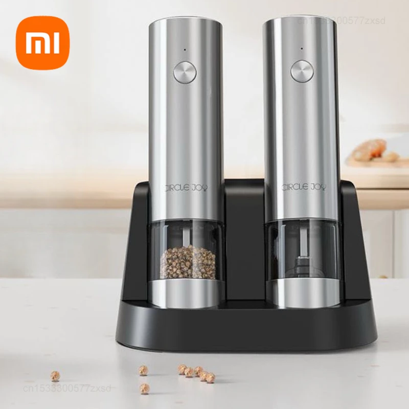 

Xiaomi Circle Joy Rechargeable Salt Pepper Grinder Set with Base Stainless Steel Home Kitchen Salt Spice Grinder Pepper Mill Set