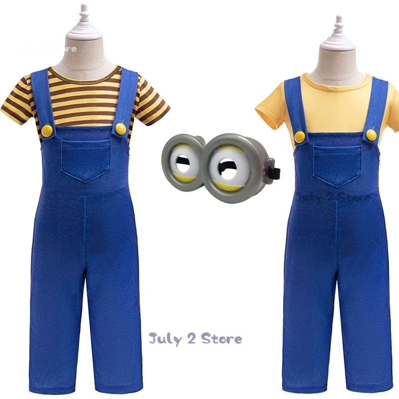 Cartoon Movies Gru The Minioons Bob Carl Dave Kevin Cosplay Overalls bandeau trousers Funny Cosplay Kids Suit halloween Party