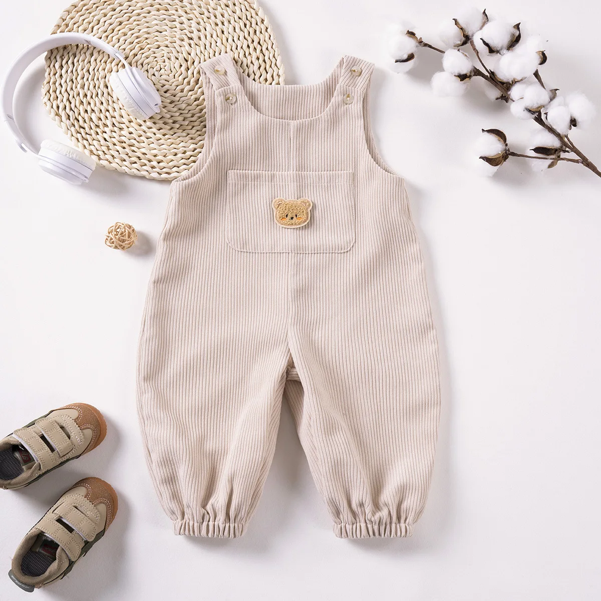 Somenie Baby Overalls, Snap Closure Activity Jumpsuit Comfortable Infant Onesie Outfit for 0-24 Months Newborn Daily Wear