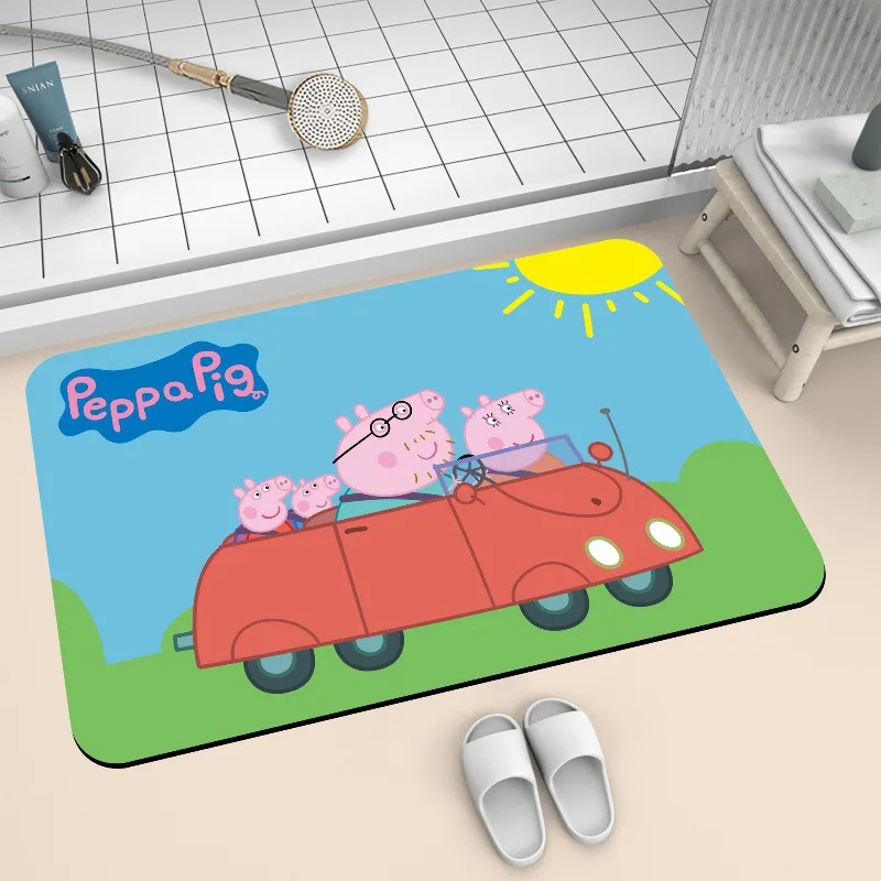 Alfombra de baño de Anime Peppa Pig, felpudo antideslizante para suelo de bañera, ducha, absorbente, para habitación