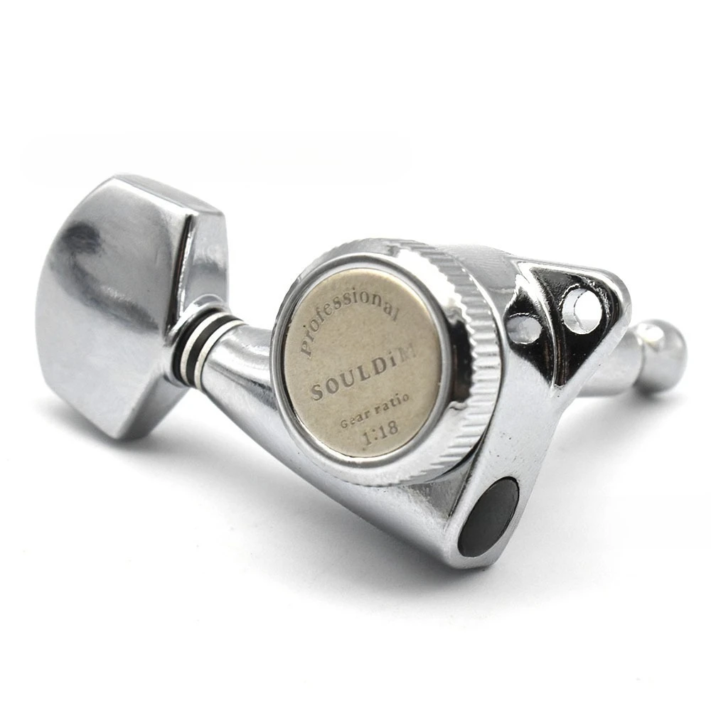 1:18 Ratio Sealed Self-Locking Guitar Tuners, All Metal String Winder with Chrome Tuning Pegs