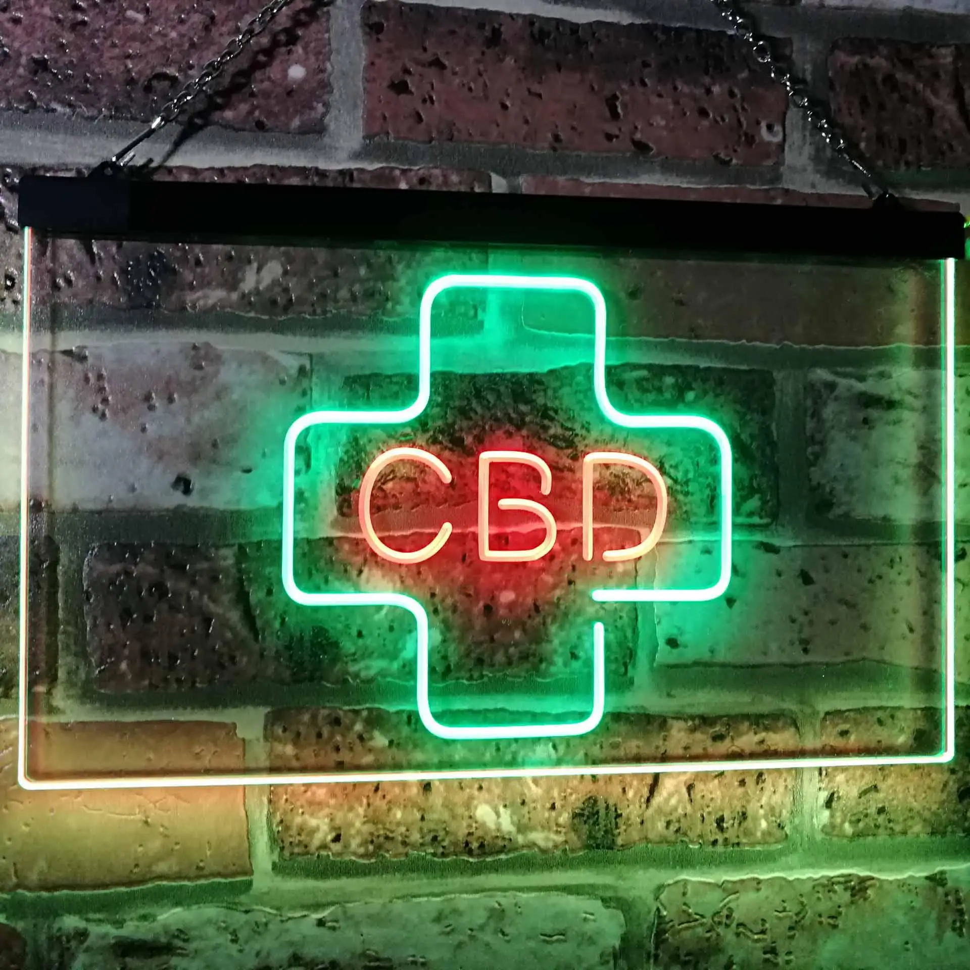 CBD Cannabidiol Sold Here Medical Cross Indoor Dual-color LED Neon Sign st6-i3083