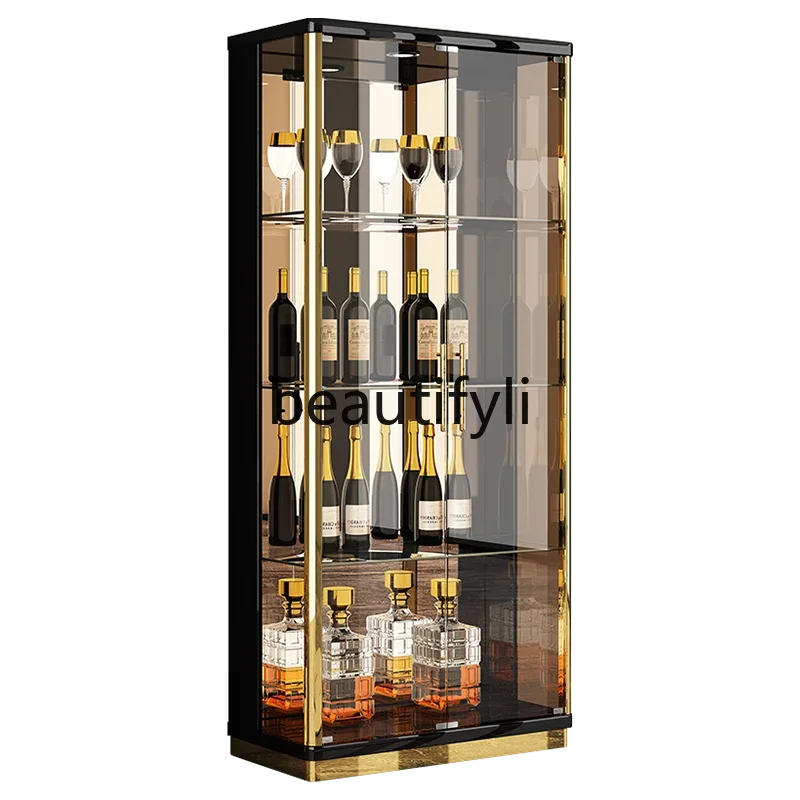 

Living room tempered glass wine cabinet modern simple household wall side cabinet store, restaurant small red wine cabinet