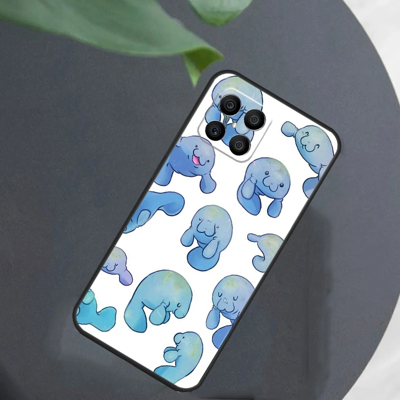 Cute Baby Manatee Case For Huawei Honor 50 70 X7 X8 X9a P40 P30 Lite P50 P20 Pro PSmart Z Nova 5T Back Cover