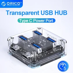 ORICO Usb C Hub 4 Port Expansion With Power Supply Interface Usb 3.2 Protocol High Speed Transmission OTG Laptop Accessories