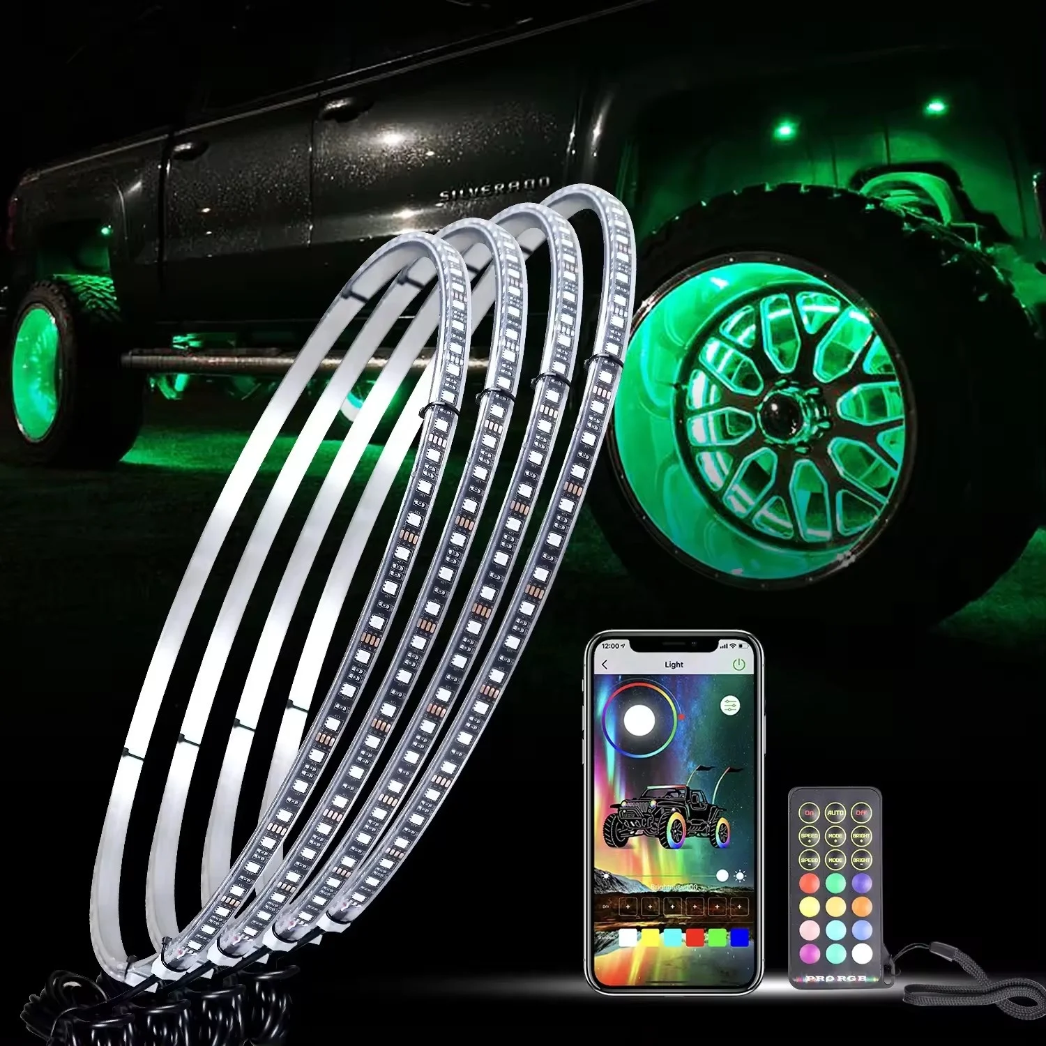 New IP68 RGB Chasing Color Remote App Control DIY Turn Signal Light Truck Wheel Lights Forged Blank Magnesium Wheels