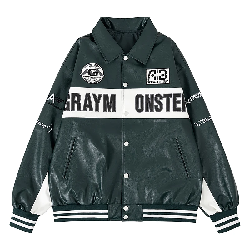 

Men's Faux Leather Motorcycle Jacket Baseball Coats Autumn/Winter Varsity Imitatsleder Jacket New In Jackets Windbreaker Jacket
