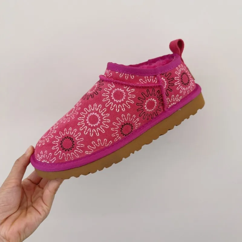 Winter Women Ultra Mini Snow New Ladies Wool Leather Comfort Boot Female Fur Bottom Shoes Men Warm Boots Size 35-45