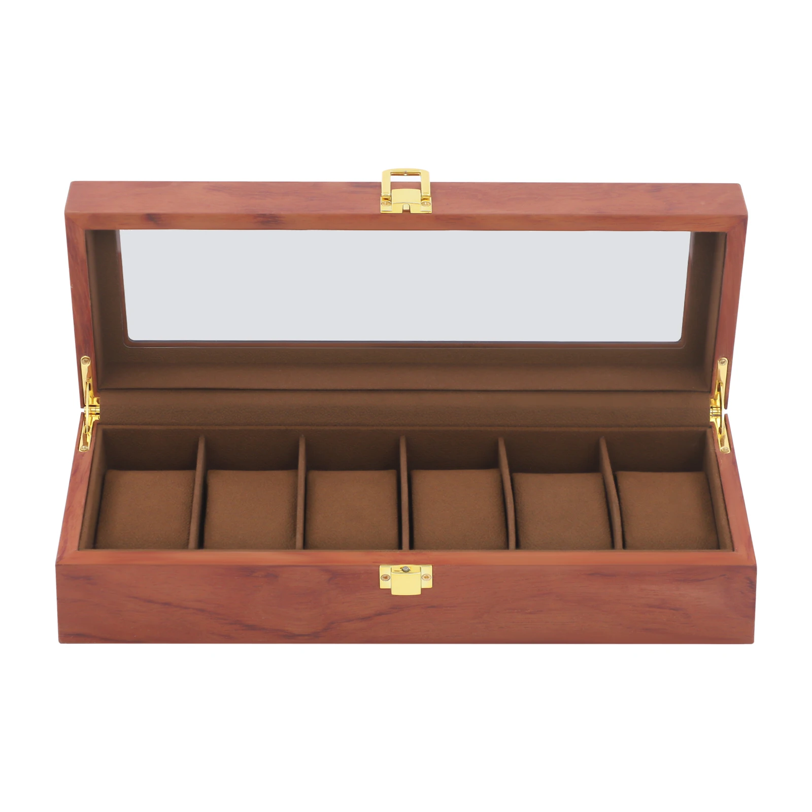 

Watch Organizer Box 6 Watch 3 Slots Sunglasses Wooden Watch Organizer Box Perfect Gifts with Real Glass Top Valet watch pillow