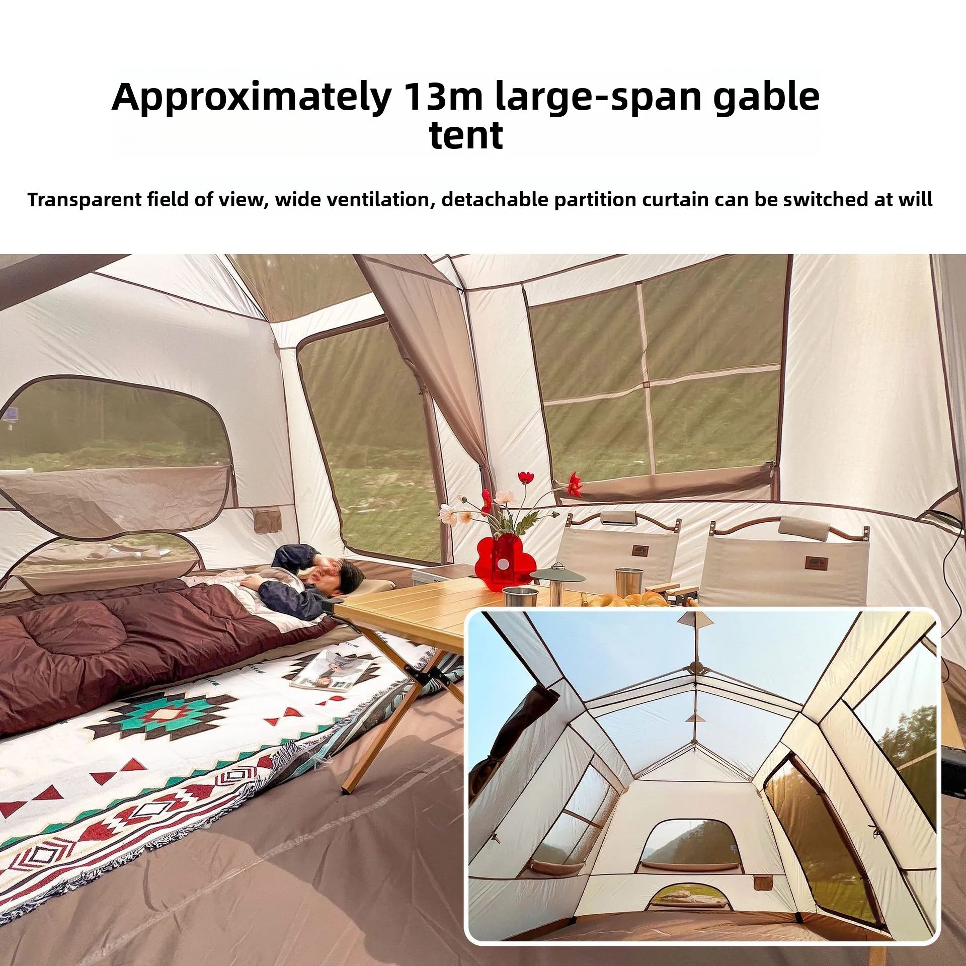 Tent Ridge 13 Tents Fully Automatic Camping Rainproof Thickened Silver Glue Quick Open Two Rooms And One Hall