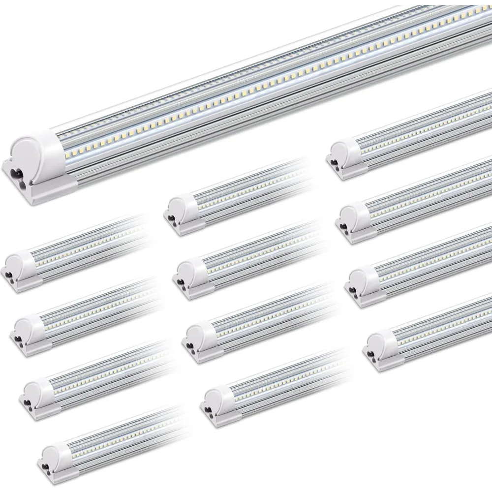 8FT LED Shop Light, 100W 15000LM 6500K Super Bright White, V Shape 8 Foot LED Tube Lights, Ceiling Lights Fixtures, 12 Pack