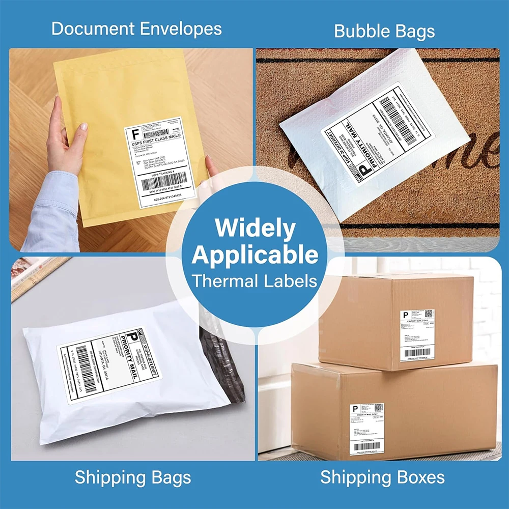 4x6 بوصة ملصقات الشحن لطابعة ملصقات الشحن الحراري 100/500 قطعة 100x150 مللي متر ورق ملصقات حراري للأعمال بوليصة الشحن السريع