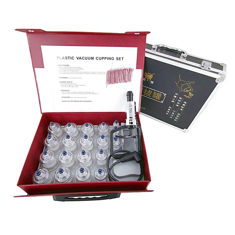 Luxury PC Cupping Hijama 19 Suction Cup Kit Vacuum Therapy Massage Set Home Use Cupping Massager