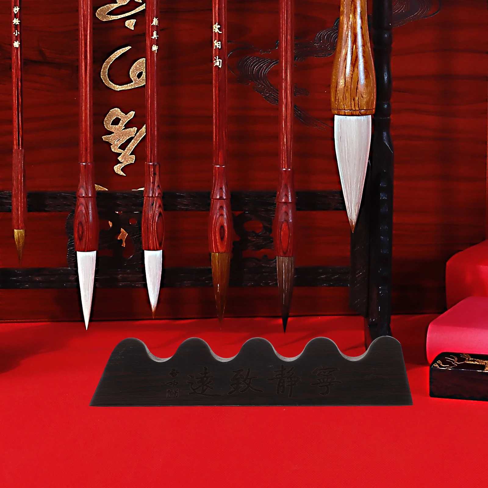 

Exquisite Calligraphy Brush Rest Wooden Pen Holder Elegant Desk Decoration Long Lasting Gift Calligraphy Brush Holder