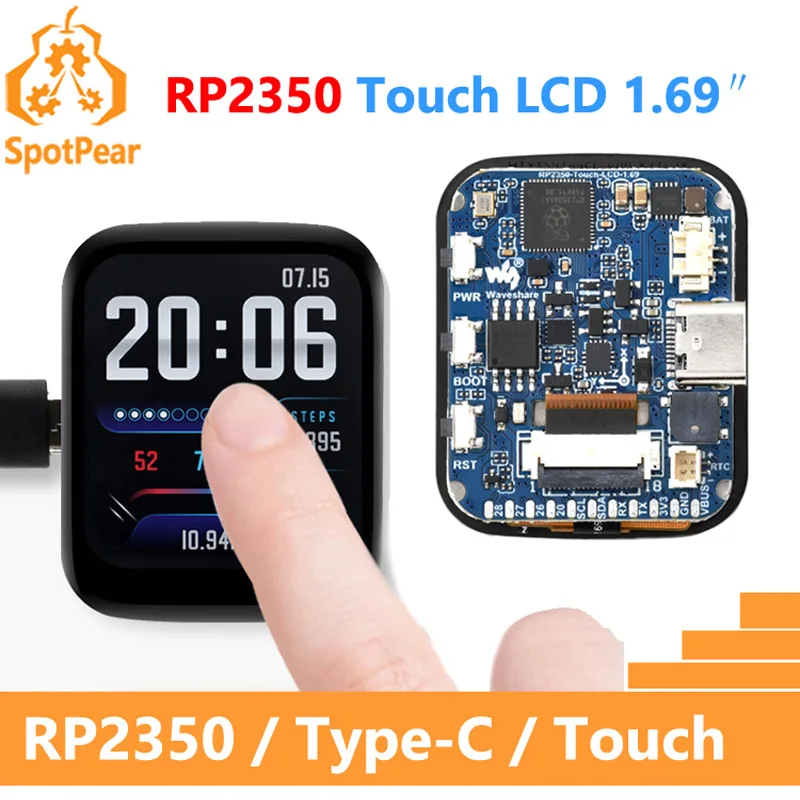 Raspberry Pi Pico 2 RP2350 1.69inch Touch LCD 240x280 Screen Development Board Waveshare 1.69 inch Display QMI8658 6-Axis