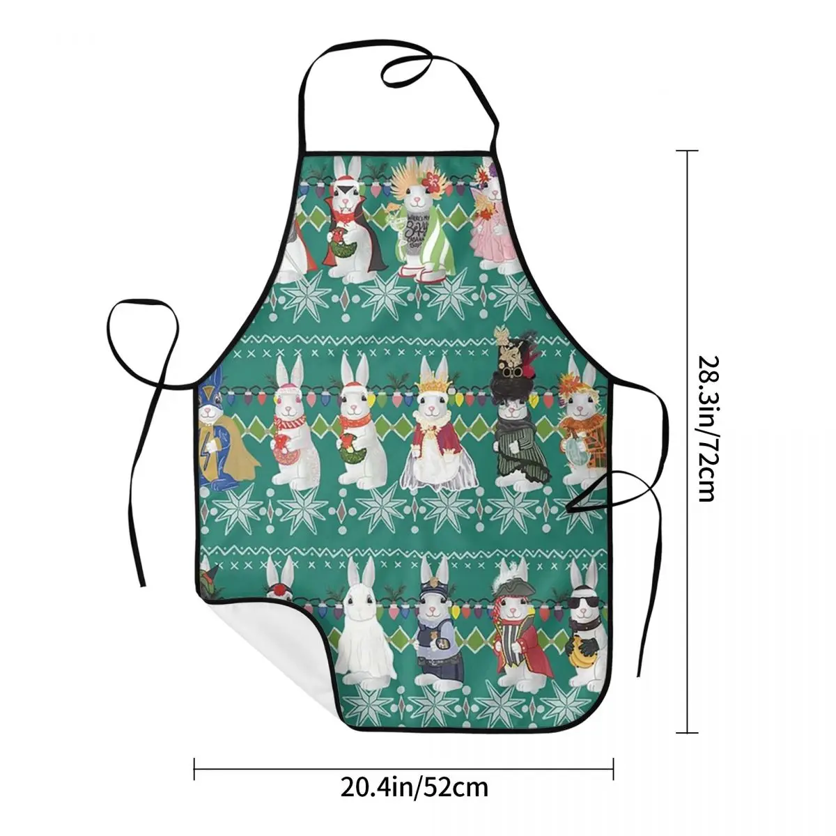 Christmas HD Bunny Rabbit Apron Chef Cooking Baking Tablier Sleeveless Bib Kitchen Cleaning Pinafore for Women Men Painting