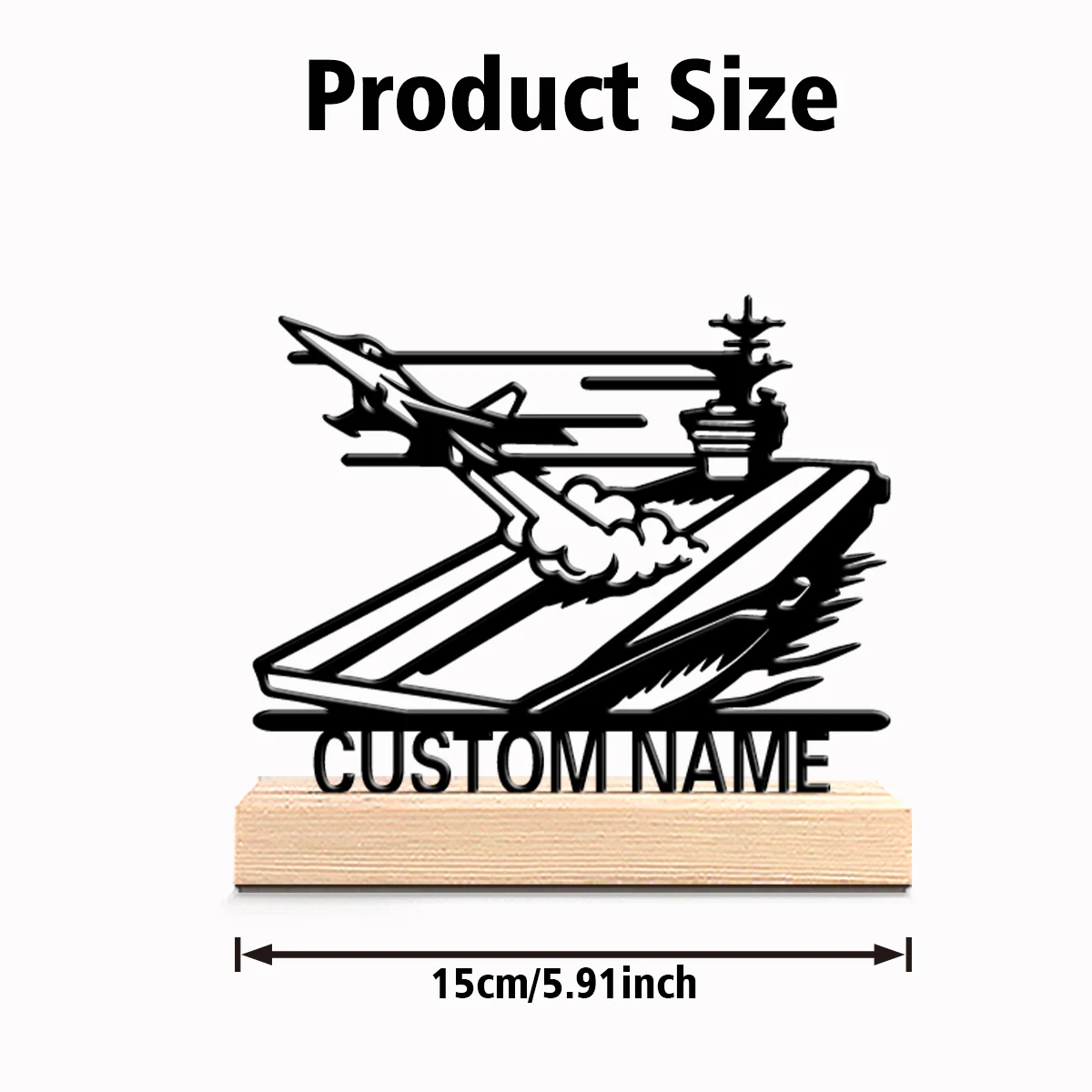 1pc Fun Personalized Custom Aviation Metal Statues Modern Wooden Base Decor for Office Living Room Nature-Inspired