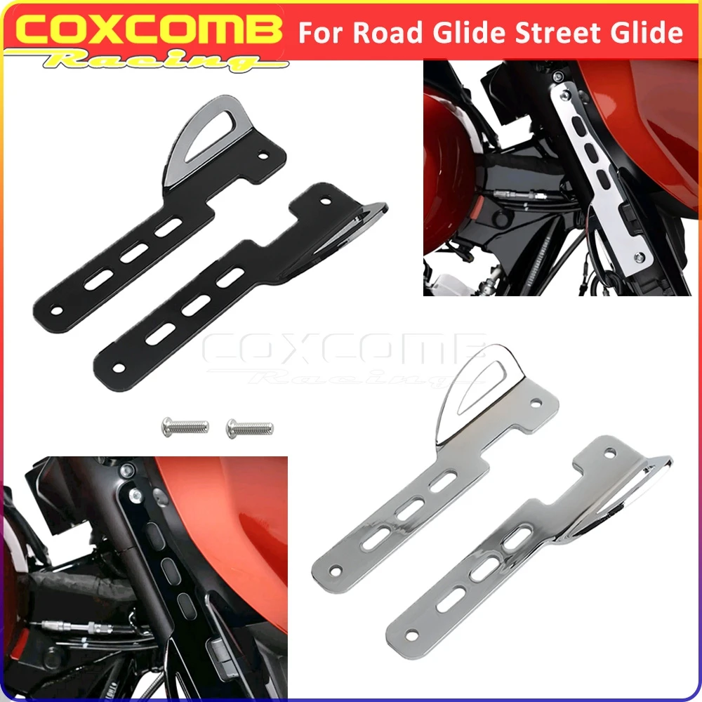 For Harley Touring Street Glide FLHX FLHXSE Road Glide FLTRXSE Motorcycle Front Tie Down Bracket Black Chrome Binding Brackets