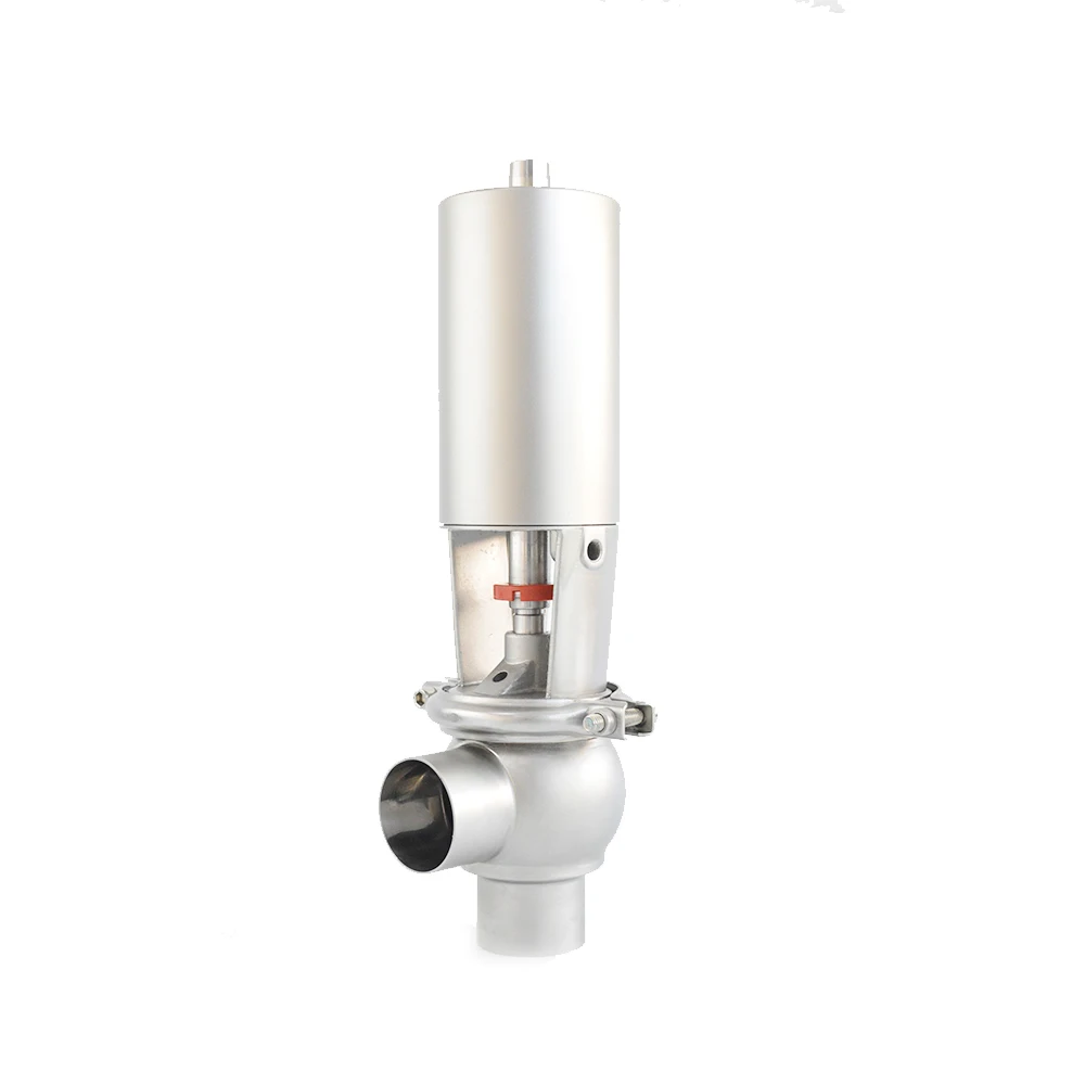 Intelligent Sanitary Stainless Steel Angle Valve Single or Double Seat Reversing Reverse  Cut-off Valve with Pneumatic Actuator