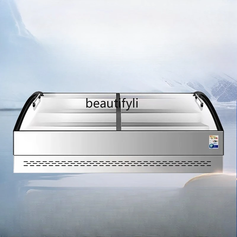

Ladder Ice Display Cabinet Commercial Seafood Display Cabinet, Freshness Preservation Refrigerated Cabinet Display Freezer