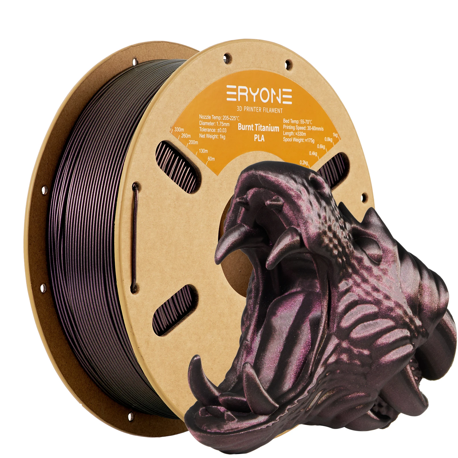 Eryone PLA-Burnt Titanium Filament 1KG 1.75mm ±0.03 Diameter Tolerance Excellent Quality Filament For 3D Printing Fast Shipping