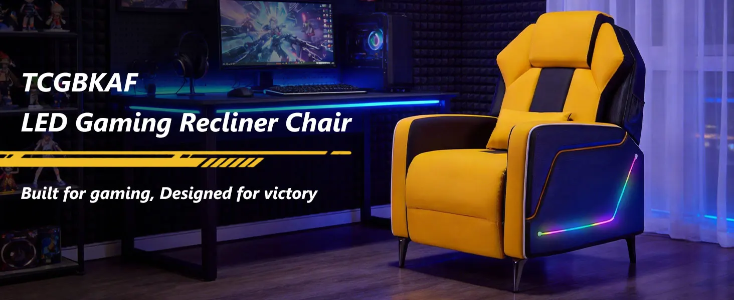 TCGBKAF LED Gaming Recliner Chair Ergonomic Video Game Reclining Chair with Footrest Lumbar Pillow & Side Pocket Home Theater Recliner Sofa Chair for Gaming Room Living Room Bed… image 10