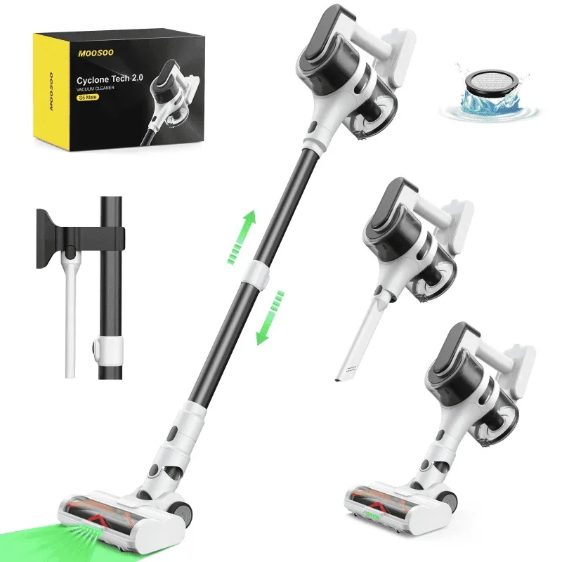 

Strong Suction, Cordless Stick Rechargeable, 55 Mins Max Runtime, Anti Tangle LED Headlight Brushless, Ideal for Hardwood Floors