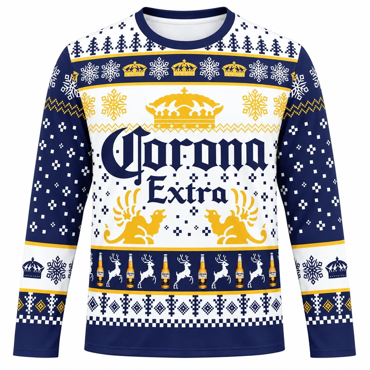 2026 CORONA EXTRA Men's T-shirt for Holiday Party Ugly Christmas Long-Sleeved T-shirt 3D Printed Women's T-shirt Kawaii Clothes