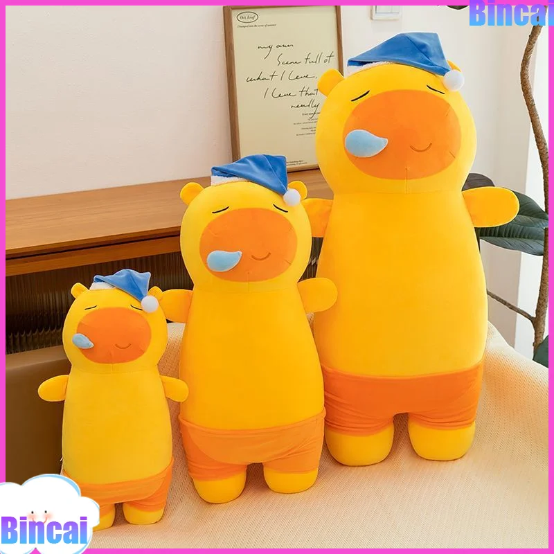 かわいい眠そうなカピバラのぬいぐるみ枕 - 大きな脚を抱き締めるいびきおもちゃ、ゆっくり戻る柔らかい低刺激性洗える睡眠ギフト