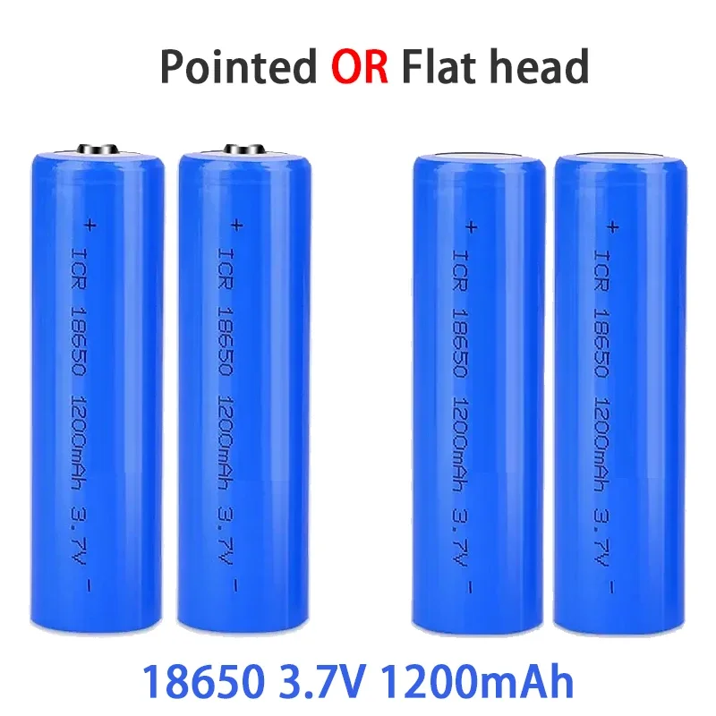 2PCS Hot Sale 18650 1200mAh 3.7V Li-ion Rechargeable Battery for Lanterns, Flashlights, Doorbells, Etc.With Pointed or Flat Ends