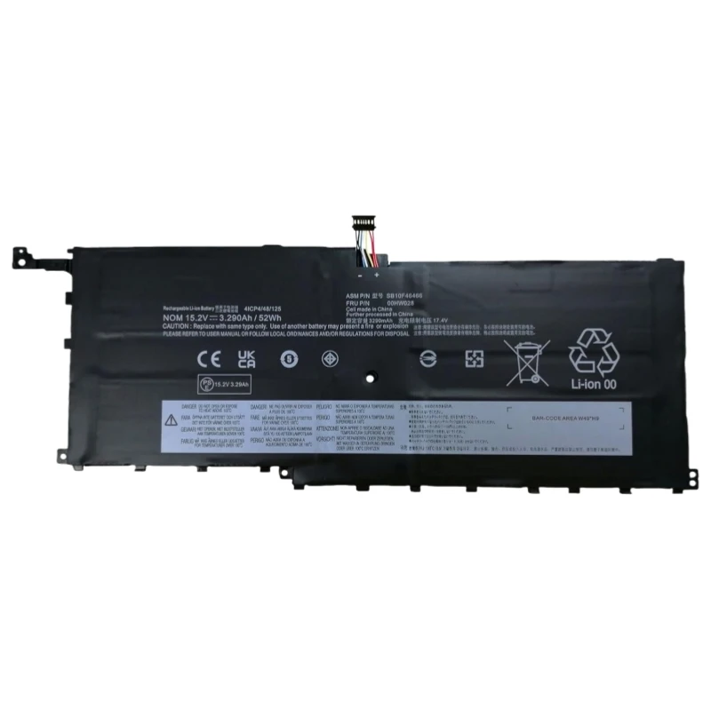 New 15.2V 52Wh 4Cell 00HW028 00HW029 Laptop Battery for Lenovo ThinkPad X1C Yoga 01AV438 01AV439 01AV458 01AV457 01AV409 01AV410