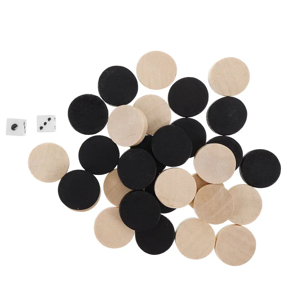 

60Pcs Wooden Chess Pieces Backgammon Accessories Portable Board Game Replacement Pieces Checkerboard Game