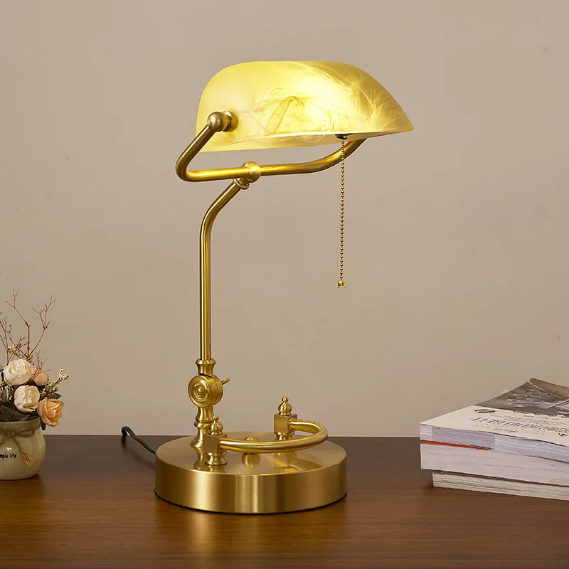 candeeiro de mesa de vidro vintage para sala e decoracao do quarto todo o cobre cabeceira desk lamp banco americano e europeu office desk lamp 01