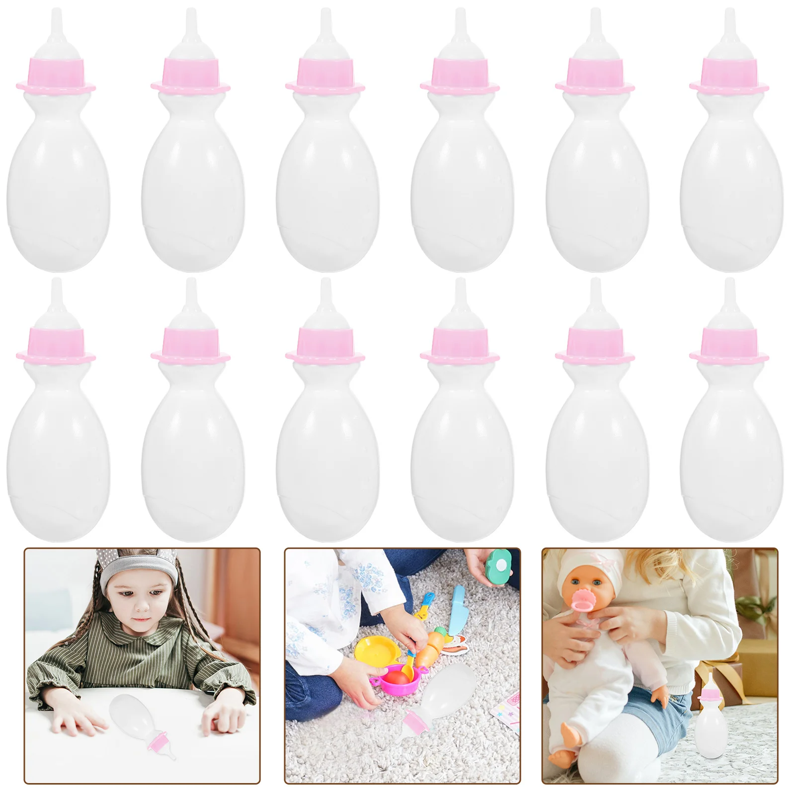12 Uds. Biberones de plástico para casa de muñecas, juguetes para niños, juego de simulación, herramientas de alimentación, accesorios de botella de simulación, regalos para niñas