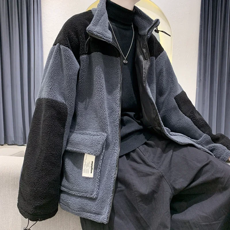 Medium-long Style Parkas Men Black-gray Patchwork Zipper Fashion Ulzzang Daily Ins All-match Warm Winter New Teens Simple Casual