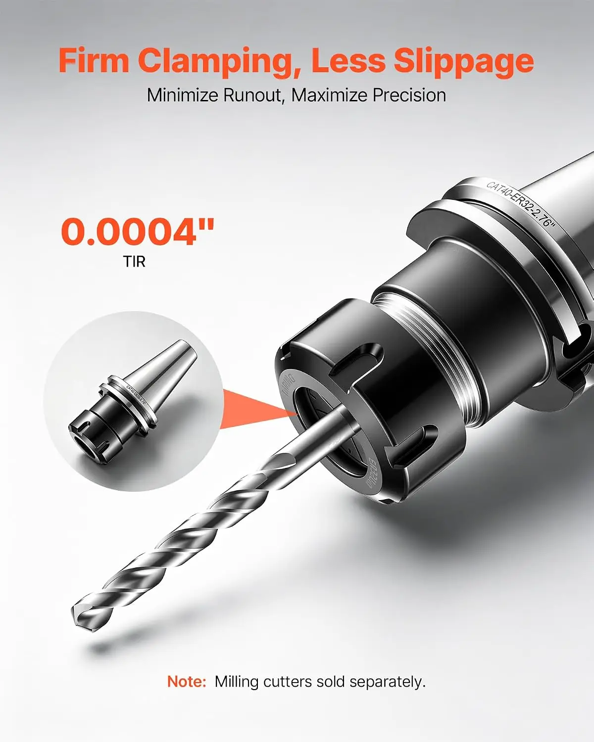 CAT40 Collet Holder ER32 5 Piece Precision Spring Collet Chuck Set | for Milling Machine Drill Presses, 4000 RPM Max Speed, CAT4