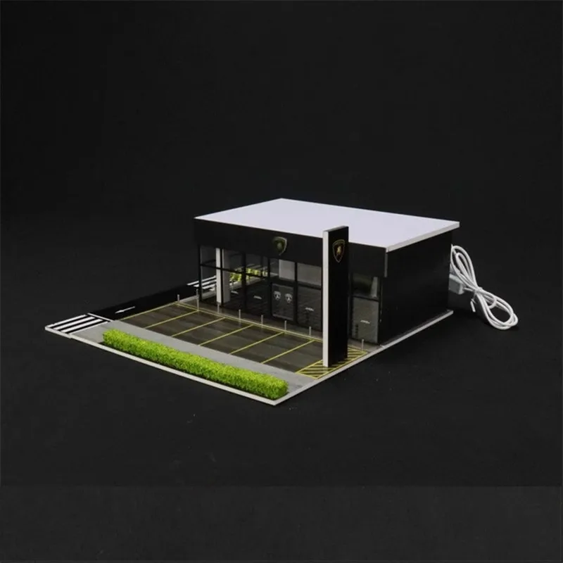 G-FANS 1:64 Lamborg-hin Architecture Diorama And LED Light Simulation Assembly Scene Model