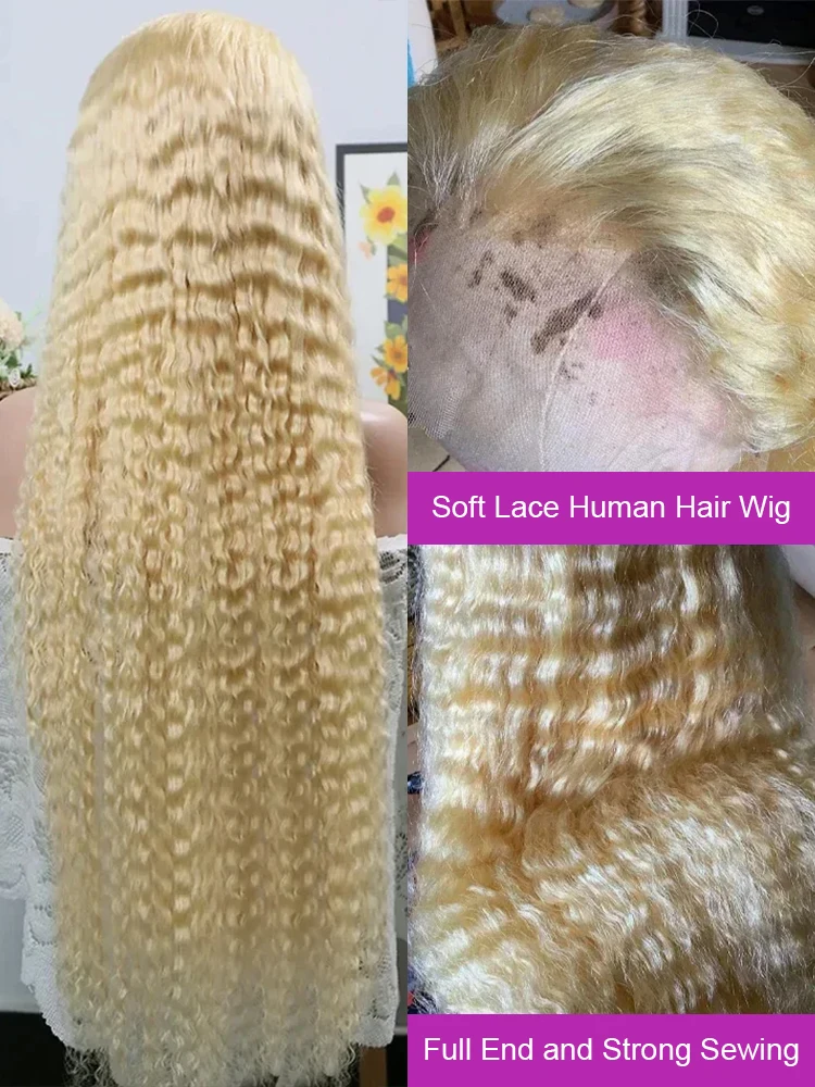 30 40 Inch 613 Honey Blonde Color Curly Human Hair Wig Deep Wave 13x4 13x6 Hd Lace Frontal Wigs Brazilian Wigs For Women 250%