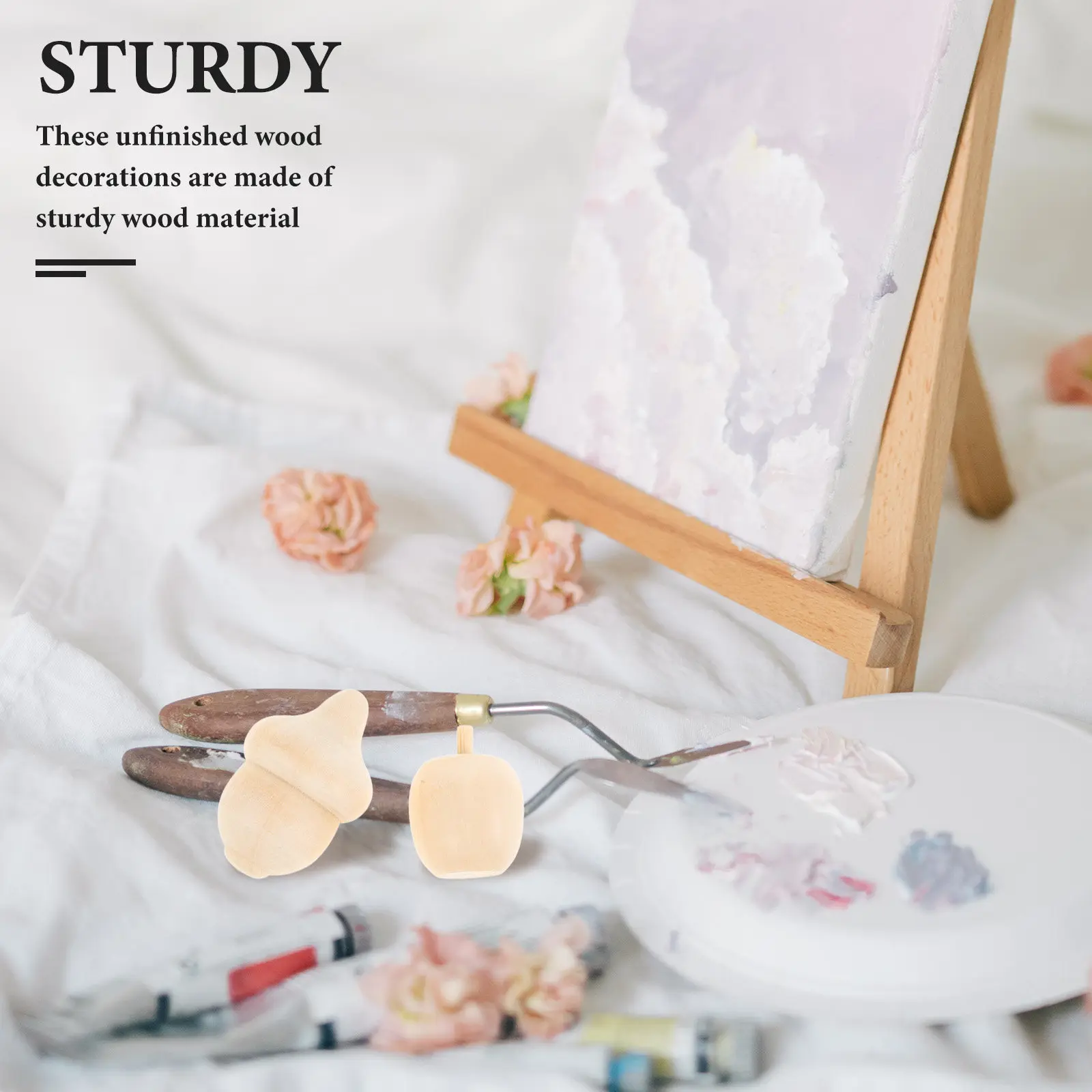 20Pcs DIY Wooden Acorn Unfinished Ornament Set Smooth Edges Blank Surface Craft Accessory Festival Decoration Pack