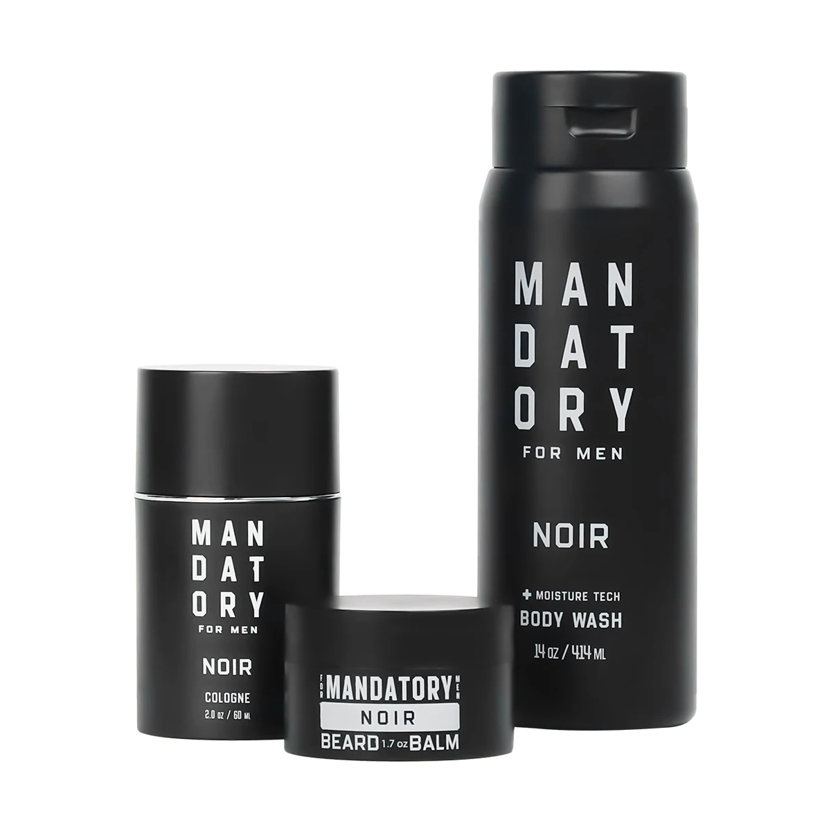 MANDATORY Men's Fragrance Set Gifts 2.0 Oz Eau de Toillete Cologne Spray Body Wash 14 Oz Shower Gel 1.7 Oz Beard Balm 3pcs Gift