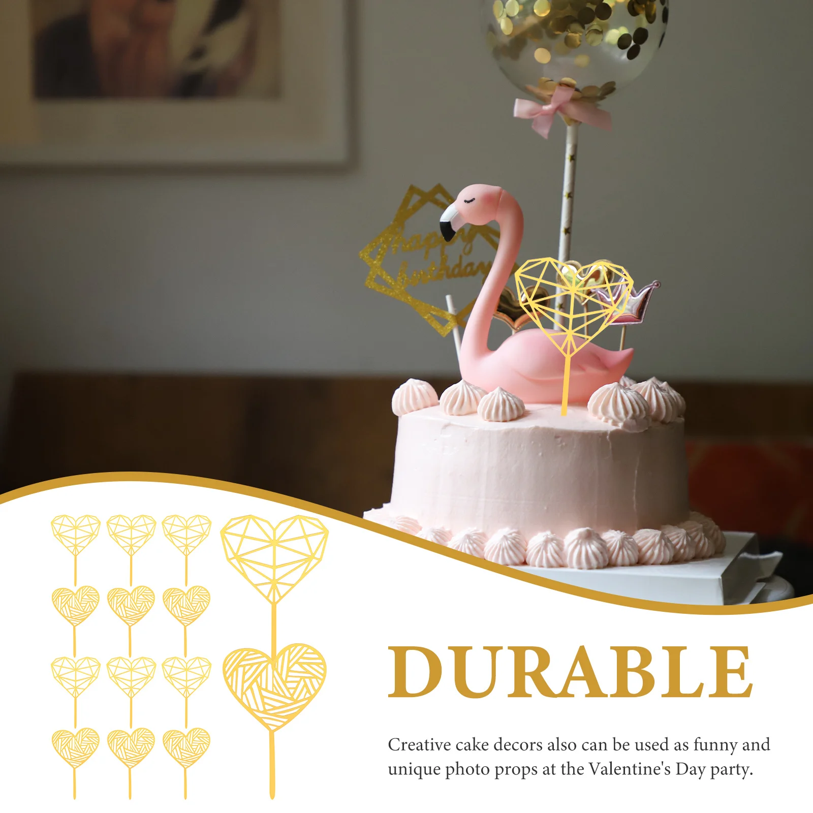 

40Pcs Heart Cake Decoration Insert Creative Love Heart Cupcake Toppers Wedding Valentine's Day Cake Decoration