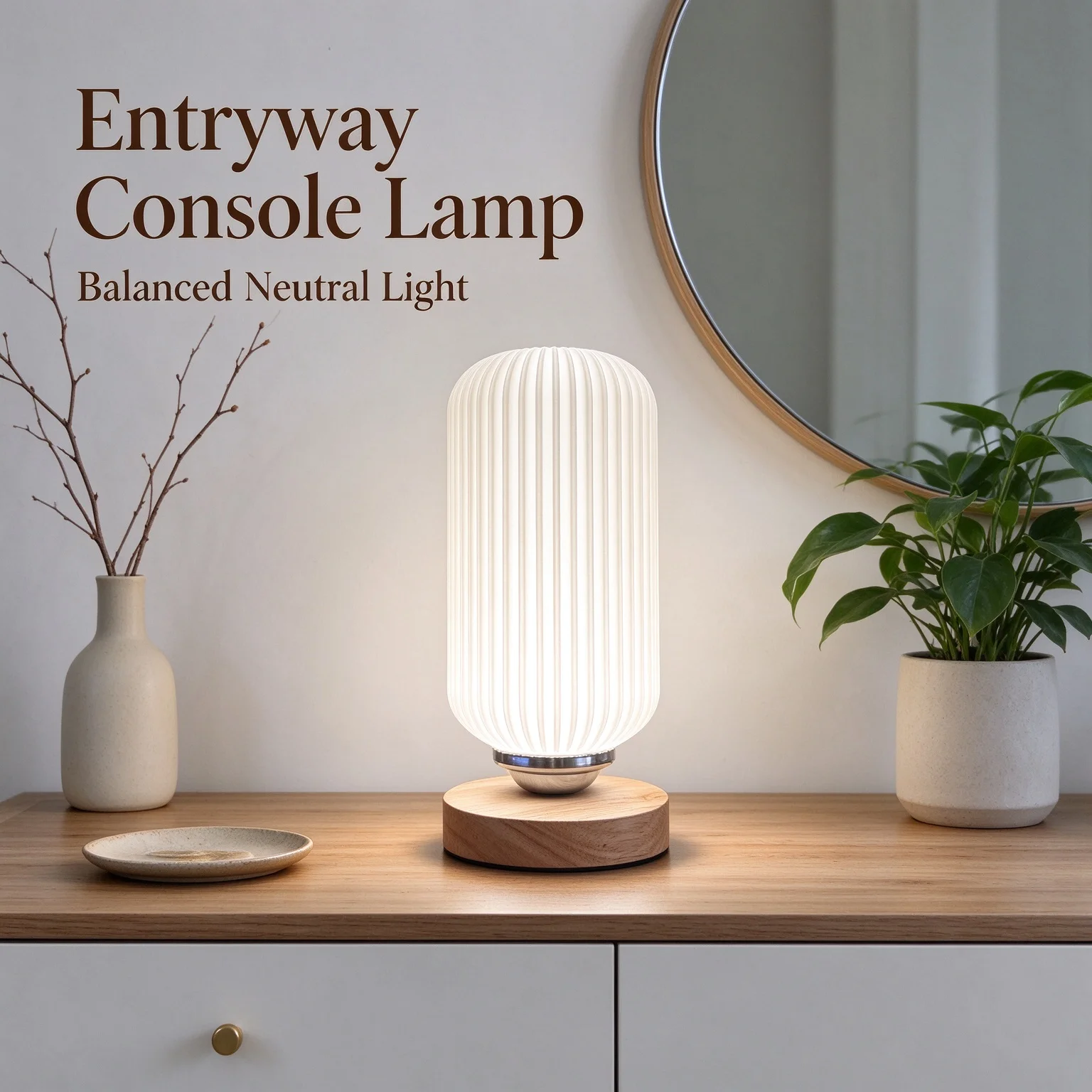 3D Printed Wave Texture Table Lamp, Solid Wood Base USB Bedside Lamp, Minimalist Decor Night Light - view 6