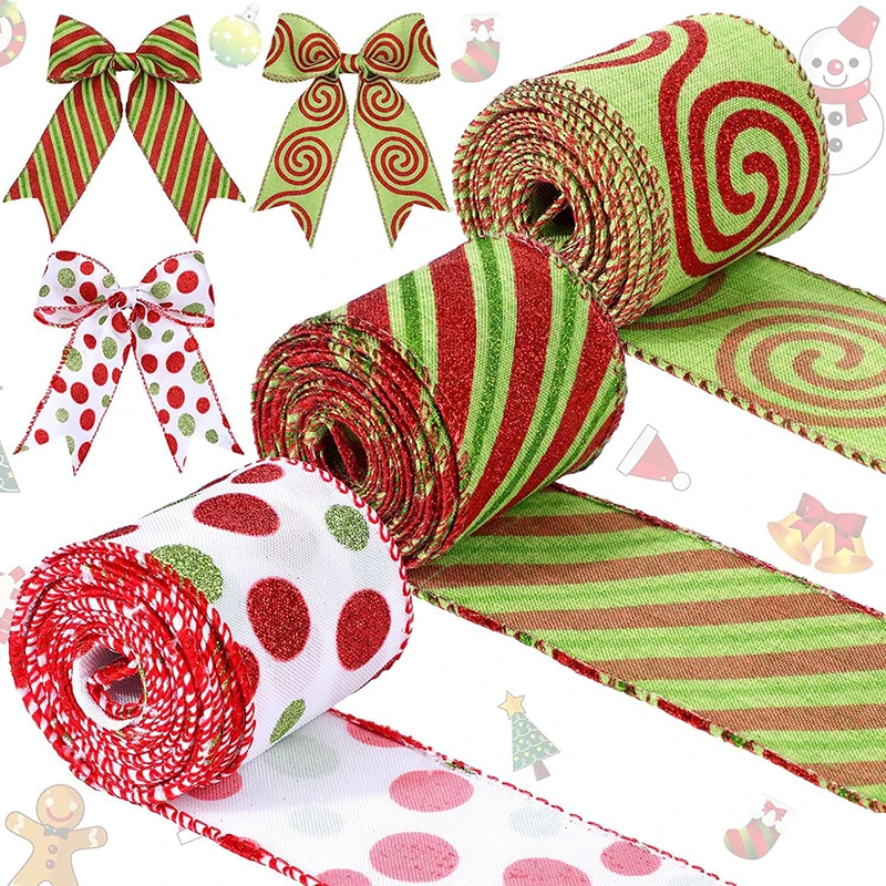 1Roll Christmas Ribbon Colorful Shine Home Festival Party Supplies Decoration Christmas Tree Decoration Car Accessories DIY