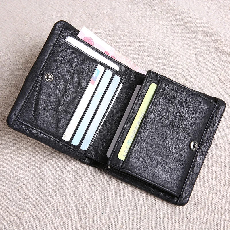 PNDME fashion designer handmade genuine leather men's wallet organizer luxury cow leather stitching ID cardholder coin purse