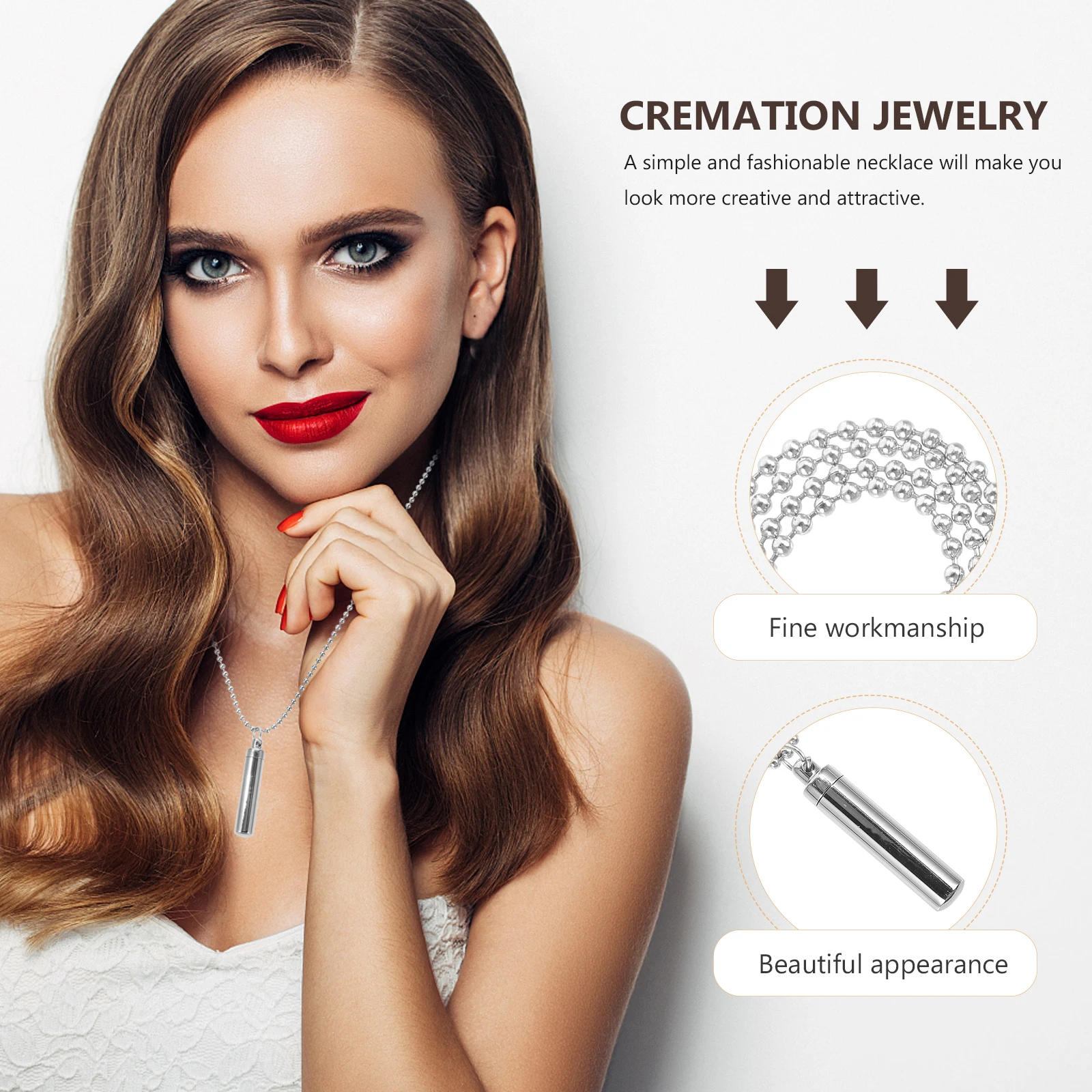 

Cremation Urn Necklace Stainless Steel Pendant Jewelry Memorial for Ashes Cylinder Neck Fashionable Design