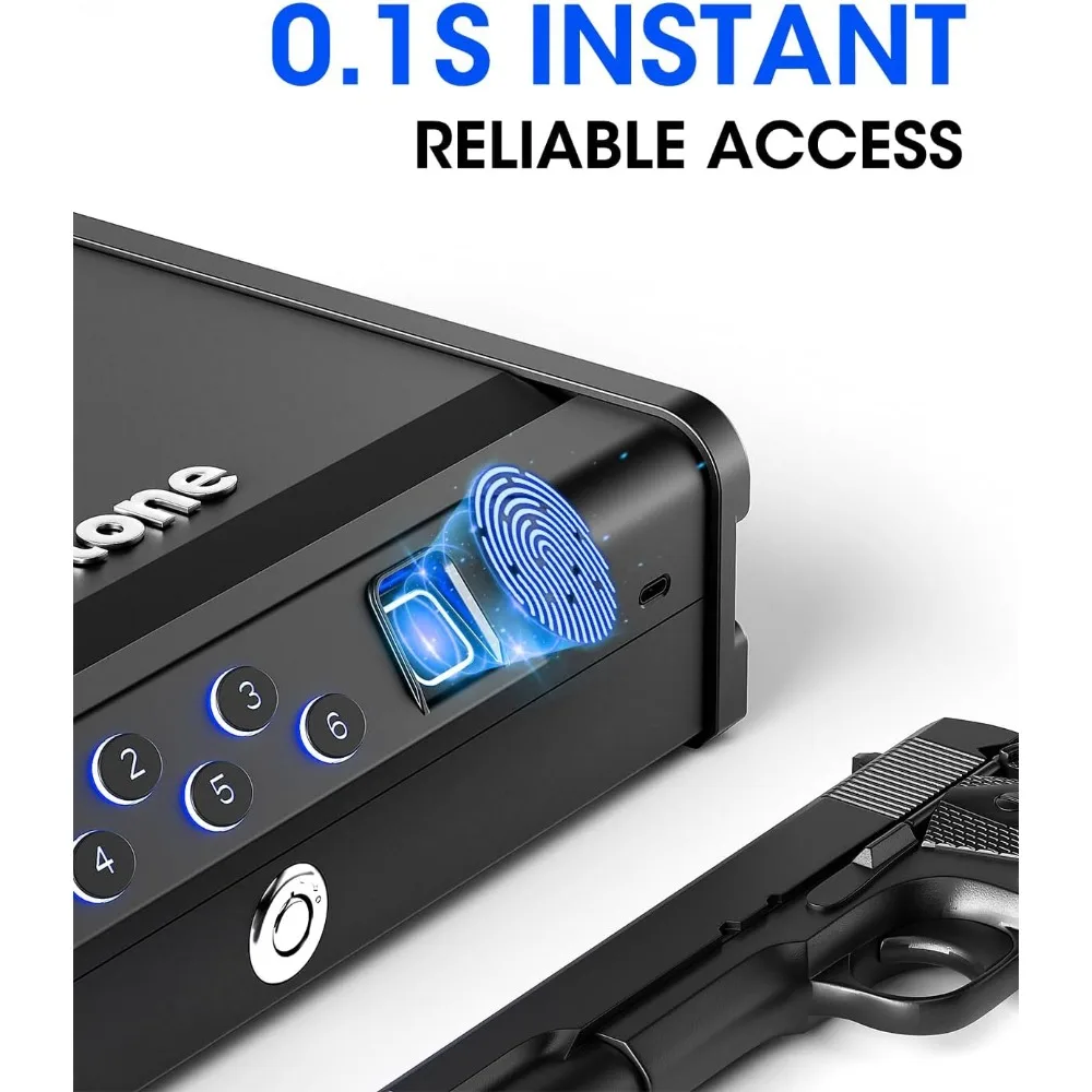 Waffentresor, biometrischer Waffentresor für Pistolen, Easy Edition, 3-Wege-Schnellzugriff mit Fingerabdruck/Digitaltastatur/Schlüssel, Smart Pistole S
