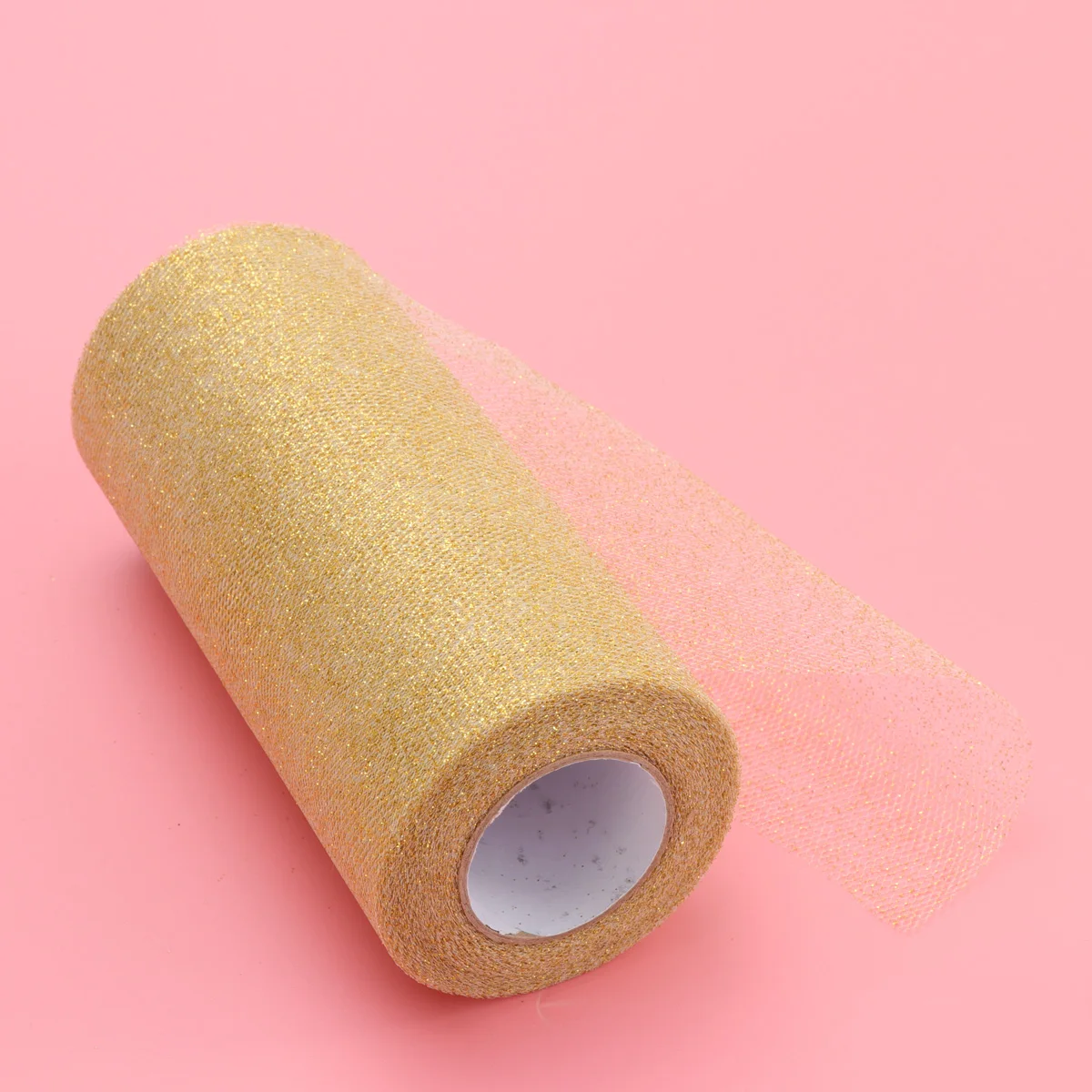 

25 Yards Gold Sparkling Roll Glitter Spool Wedding Decor Ribbon Rolls Shimmering Craft For Hair Bows Wrapping Wreaths Tulle