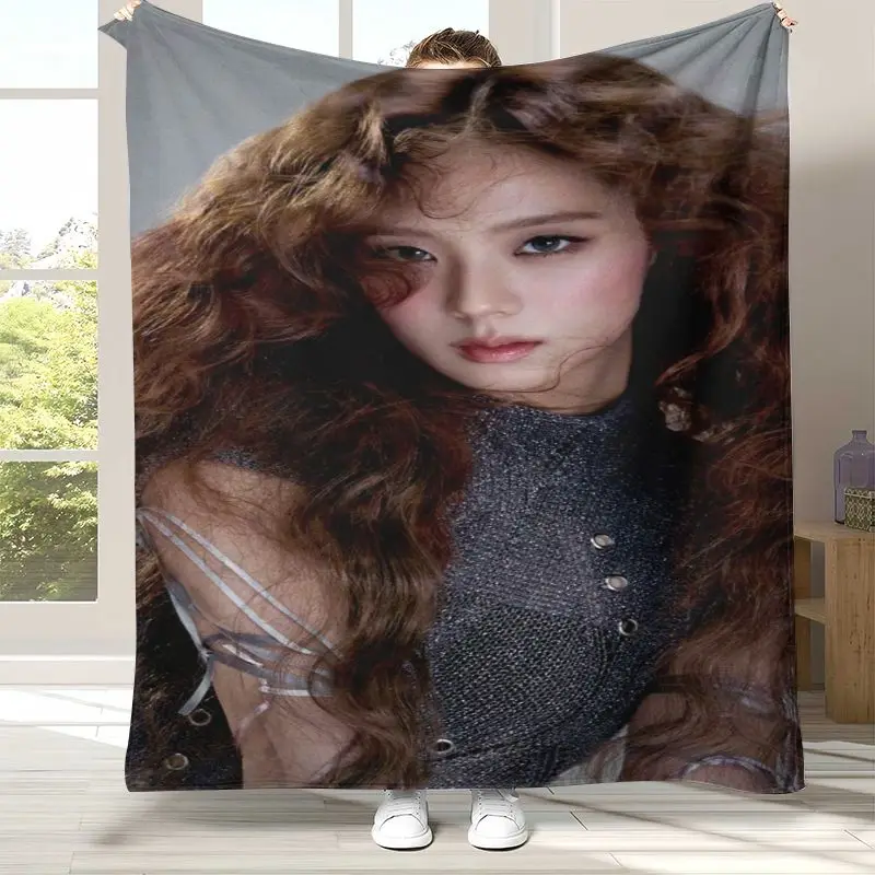Korean Idol J-Jisoo Solo EYES CLOSED Soft Flannel Throw Blanket,Cozy Blanket for Bed,Sofa,Living Room,Picnic,Camping,Gift Kids
