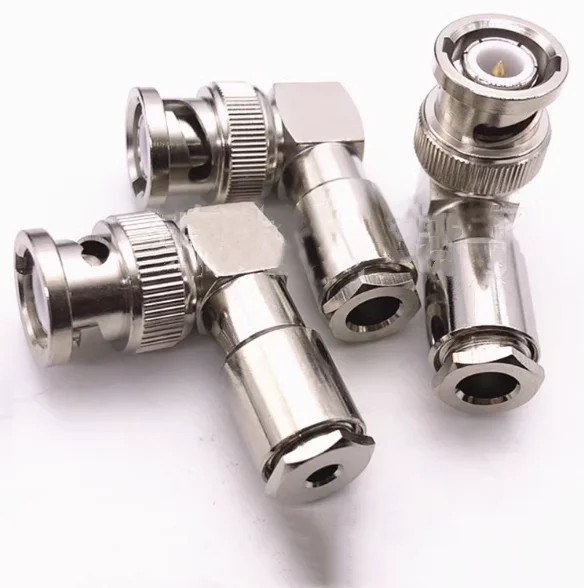 Connector BNC Male Plug Right angle Clamp RG174 RG316 / RG58 RG142 / RG5 RG6 Cable RF Coaxial Connectors