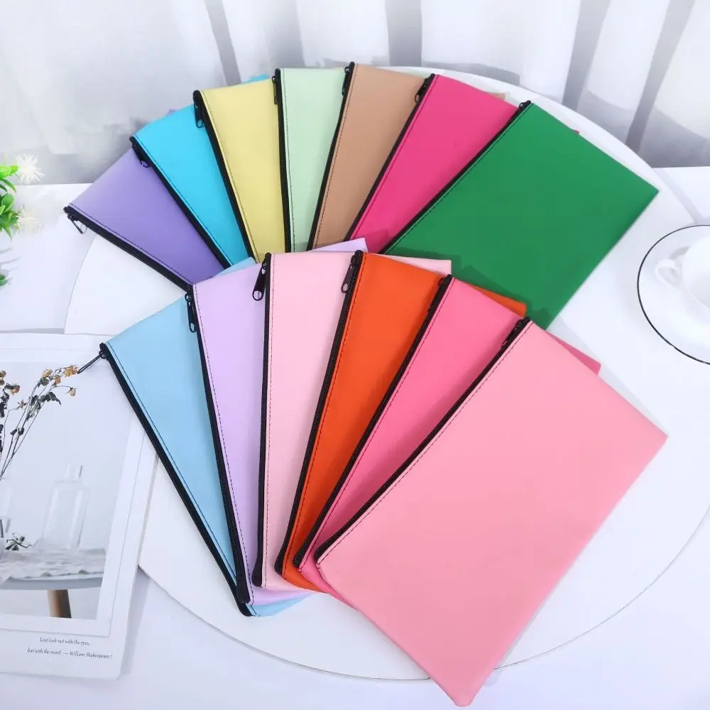 

Travel Zippered Pu Bill Bag PU Leather Small Compact Cash Deposit Bag Money Holder Bank Envelopes Money Pouch Office Products